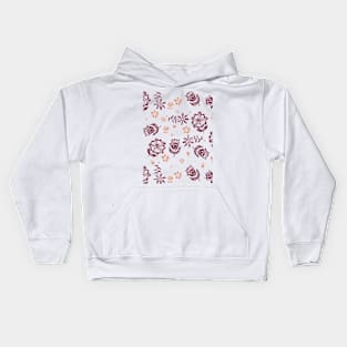 Retro Flowers in Orange and Maroon Kids Hoodie